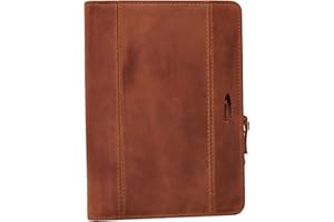 Menzo Carpeta A5 de piel auténtica, carpeta de documentos, para hombre y mujer, color marrón