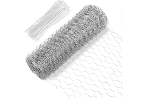 JTTXIU Rolka siatki drucianej 40 cm x 12 m, ocynkowana drobna siatka druciana, siatka ogrodzeniowa dla kurcząt klatki króliki drobiu lotnicze rośliny, z 100 opaskami kablowymi