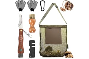 HUIKUANGEU Couteau à Champignons avec Brosse,Sac de Cueillette de Champignons,Couteau mycologique,pour Les Cueilleurs de Champignons,Camping,Randonnée