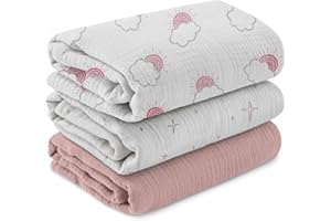 Soarwg Kids - Set di 3 teli per neonati, morbidi, panno avvolgente, perfetto per baby shower, 95 x 100 cm, motivo luce solare