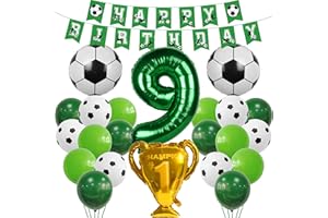 CNROSE Palloncino Calcio 9° Compleanno Palloncino Verde 9 Anni Ragazzo Calcio Compleanno Decorazione 9 Anni Compleanno Bambini Palloncino Elio 9 Compleanno Ragazzo 9° Compleanno Decorazione Calcio 9 Complean