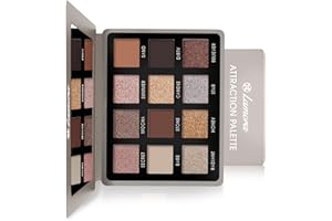 ‎LAMORA Lamora Smokey Eyes Lidschatten Palette Nudetöne - Vegane Schimmer Nude Eyeshadow Palette mit Spiegel - Ideale Reise Make Up Palette mit 12 Hochpigmentierten Warmen, Kühlen und Natürlichen Farbtöne