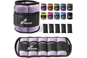 Sportneer Waga kostki, zestaw regulowanych obciążników na kostce, pasek na nadgarstek na nadgarstku, 0,45 kg – 2,25 kg (na kostkę) / 0,9 kg – 4,5 kg (para), 2 opakowania