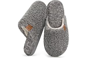 Misolin Chaussons Femme Homme Hiver Pantoufles Automne Confortable Peluche Doublure Chaud Cozy Antidérapants Mémoire Mousse Maison Intérieur/extérieur