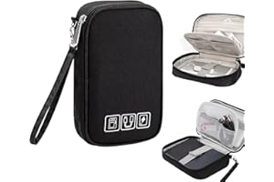 TIGMEW Schwarz Tragbare Kabeltasche Tasche Klein Kabeltasche Organizer wasserdichte und Verschleißfeste Ladekabel Aufbewahrung Tasche Reisen Kabel Organizer Tasche für Festplatte Ladegerät und Power Bank