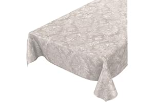ANRO Tovaglia cerata, lavabile, ovale, per interni ed esterni, con motivo barocco, colore grigio chiaro, beige, 180 x 140 cm