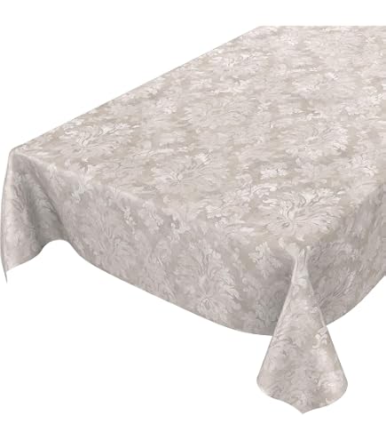 Laro Wachstuch-Tischdecke – Wetterfest, Wasserabweisend, Mit Blumen-Ornament Grau (110x200 Cm)