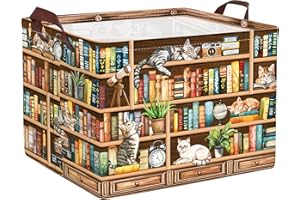Clastyle Cestos Almacenaje Infantil Libro Cesta Ropa Sucia Plegable para Habitación Infantil Dormitorio Cajas de Almacenaje Juguetes para Hombre Mujer, Gato, 40 * 30 * 30 cm
