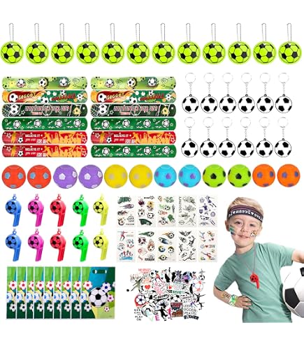 SGQTGIMU Lot 36 Cadeaux Football - 12 Crayons, 12 Gommes, 12 Bracelets, Pour Anniversaires Thème Foot