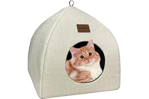 Whiwhi Cama tipo cueva para gatos para interiores con cojín extraíble lavable plegable portátil para gatos 40 x 40 x 35 cm