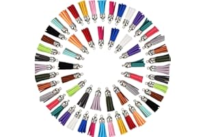 Rmeet Ciondoli in Pelle Nappa,100 Pack Mini Nappe Finti Tassels con Cappuccio per Portachiavi Artigianato Creazione di Gioielli Colori Assortiti da 40mm