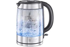 Russell Hobbs BRITA Filter Purity Glass 1.5L Electric Cordless Kettle for Cleaner, Clearer Water (Free BRITA MAXTRA PRO Limescale Expert Filter Included, Fast Boil 3KW, Perfect Pour spout) 20760-10