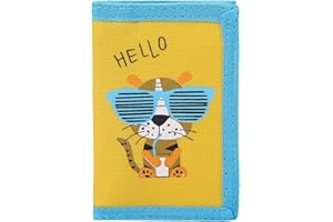SUNDEE RFID Blocking Wallet for Kids/Slim Cartoon Wallet with Zippered Pocket/Trifold Canvas Outdoor Sports Wallet - Tiger