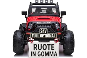 Macchina Elettrica Per Bambini 2 Posti 24V Fuoristrada Big Adventure Auto Elettrica Per Bambini Telecomandata Sedile In Pelle Porte Apribili Doppio Motore Elettrico Carico 35 Kg TOYSCAR Rossa