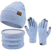ZASFOU Bambini Cappello Invernale Sciarpa Guanti Touch Screen Set 2 3 4 5 6 7 Anni Berretto Cappelli In Maglia Con Pompon Scaldacollo Guanto Regali Per Ragazze Ragazzo