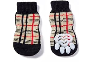 Akopawon 4 pezzi Calzini antiscivolo per cani e gatti Proteggi zampe Calzini controllo trazione per interni, Calze per cuccioli cane e gatto con rinforzo in gomma,Taglia S - 3XL Per cani 1.0-22.5kg