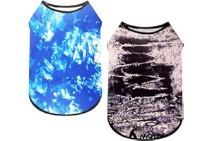 BOTEWO 2 Stück Hundekleidung Krawattenfarbe Hunde-T-Shirts Kleidung atmungsaktiv Hundehemden Sommer Bekleidung Fit für kleine mittlere Hundekatze, M