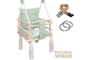 GENERIC LUMALI Indoor Schaukel für Kinder Minze | Baby Schaukel Indoor, Babyschaukel Outdoor - Schaukel mit Kissens - Kinderschaukel für den Garten - Babyschaukel Türrahmen, Schaukel Baby - Holzschaukel