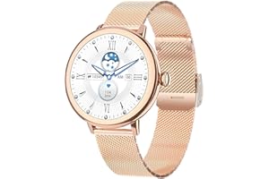 TRONGLE Smartwatch Damen, 1,19 Zoll Touchscreen Smartwatch mit Bluetooth Anruffunktion, wasserdichter Fitness Tracker IP68, Echtzeit Herzfrequenz und Blutsauerstofferkennung Sportuhr, geeignet für IOS, Roségo