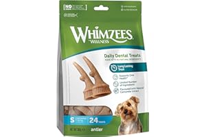 WHIMZEES Antler S, Occupying Dental Treat with Calming Effects for Small Dogs (7-12kg), All-Natural, Grain-Free, 24 pieces
