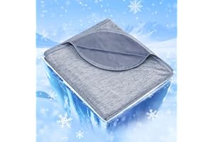 IKALIFE Kühldecke Kühlende Decke - 2 in 1 Doppelseitige Leichte Sommerdecke Kühlend Q-Max>0,5 Selbstkühlende Decke Wohndecke Sommer Cooling Blanket zum Schlafen für Menschen Blau 200 x 220 cm