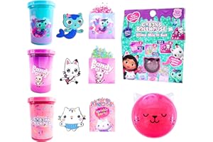 GABBY'S DOLLHOUSE Gabby's Doll House Kit Slime pour Filles, Ensemble de Jouets Slime avec Décorations, Comprend Paillettes, Slime, Confettis, Breloques, Kit de Fabrication Slime pour Enfants, Coffret Cadeau Filles