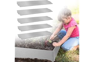 YUENFONG 10m Rasenkante Beeteinfassung Metall Verzinkt Flexible Beetabgrenzung Beetumrandung Mähkante Palisade Gartendekorativ UV und Witterungsbeständig, 100 cm x 15 cm (10 Stücke)