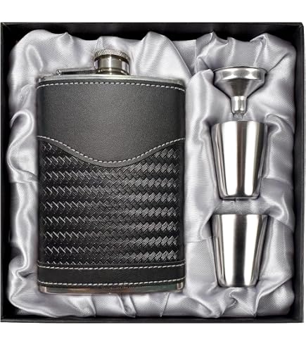 Fiaschetta Da Caccia Harris Tweed Blu Con Turchese, 8 Once Con 4 Tazze In Acciaio Inox, Regalo Per Amanti Dell'outdoor - 3