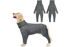Katzinst Dog One Piece Suit for Dogs Recovery for Large Dogs Pyjamas Full Body for Hair Loss Allergies Anti Lick Wound Protection Cone Alternative Grey