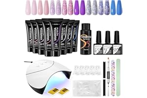 VANREESA Kit Unghie Gel Completo, 8 Colori 15ml Blu Viola Kit Ricostruzione Unghie, Set Unghie Gel Ricostruzione con 36W U V Lampada, Base e Top Coat, Regali per Principiante