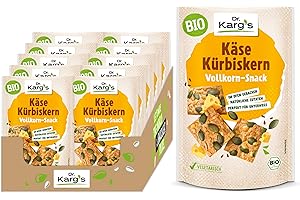 ‎DR KARG Dr. Karg’s BIO Vollkorn-Snack Käse Kürbiskern - knusprig, vegetarisch, Snack mit Emmentaler & Kürbiskerne, 100% Vollkornmehl & ohne Zusatzstoffe, 10x110g