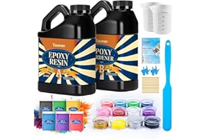 Teexpert Epoxidharz Set 1,2L, Klares Epoxidharz mit Härter mit 6 Mica-Pulver & 12 Harz Glitzern, Hochglanz Epoxy Resin Gießharz Expoditharz 1:1 Blasenfrei zum Schmuckherstellung, Harz Formen