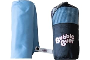 BubbleBum Microfibre Towel - Quick Dry Lightweight Absorbent Beach Towel for Sports Travel Gym Swimming Camping Hiking Drying Pets Quick Dry Fast - Men Women Gift Toiletry Bag - Blue