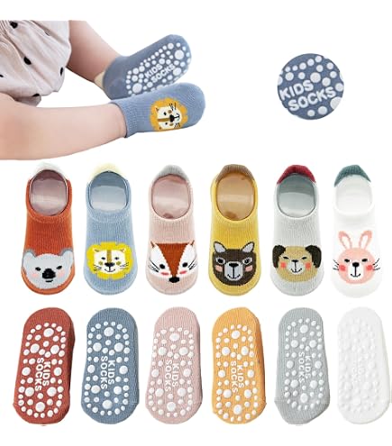BPTRKOM 4 Paia Calze Antiscivolo Bambino Estive - Calzini in Cotone Traspirante con Puntali in Gomma - Per Neonati e Bambini 6-12 mesi - Morbidi e Confortevoli (Bambino/Bambina BPTRKOM 4 Paia Calze Antiscivolo Bambino Estive - Calzini in Cotone Traspirante con Puntali in Gomma - Per Neonati e Bambini 6-12 mesi - Morbidi e Confortevoli (Bambino/Bambina