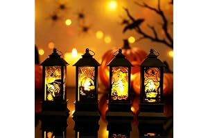 4 stycken halloween dekoration pumpalykta 13 cm hög, halloween lykta utomhus med LED-ljus, halloween dekoration trädgård med