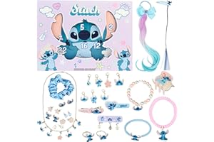 Get Trend Disney Stitch Calendario Avvento 2025 Ragazza, Accessori Capelli e Gioielli, Mollette Capelli Scrunchies, Xmas Regalo Ragazza (Lilla Stitch)