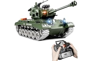 Supdex Tank Télécommandé M26 Pershing, 1/18 Maquette Char, 2.4Ghz Char RC Militaire Adulte et Enfant, Tank RC Téléguidé avec Tir BBS, Fumée et Recul Réalistes, Sons, Chenilles Métalliques