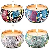 AIMASI Scented Candles Gift Set of 4 Jasmine,Lotus,Lilac Blossoms & White Gardenia,Natural Soy Wax Portable Travel Tin Candle