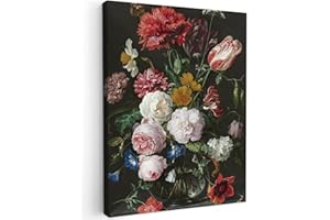MuchoWow© Stampa su Tela 30x40 cm Quadri da Salotto Moderni Soggiorno Canvas per Bagno Foto Decorazioni Parete Fiori - Bouquet - Jan Davidsz. de Heem - Natura Morta