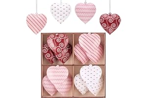 ‎VALERY MADELYN Valery Madelyn 12 Stück Metallherzen Anhänger, 5cm Herz Baumschmuck Deko für Valentinstag Hochzeit Frühlingsdeko Geschenk - Rot Rosa Weiß