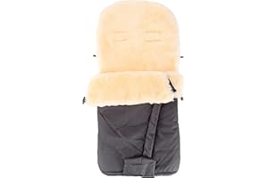 Merauno® Baby Lambskin Foot Muff Pram Fur Bag Cuddly Buggy Pram Foot Muff Made of Medical Fur Wind and Waterproof with Belt Slots Foot Opening with Zip 100 x 50 cm