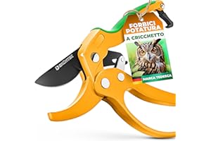 GRÜNTEK Forbici Cesoie da Potatura a Cricchetto Automatico Gialle Giardinaggio Professionali 20.5 cm GUFO