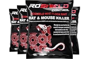 ROSHIELD 1.2kg Wax Block Bait for Rat & Mouse Killer Poison Control - Indoor, Outdoor All-Weather Rodent Bait Station Refill Packs (300g x 4 Packs)