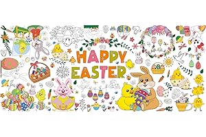 AINDEN Papier-Tischdecke Ostern zum Ausmalen, 182 x 76 cm Basteln Ostern Kinder, Ostertischdecke, Tischdecke Zum Ausmalen, Bastelposter Für Spiele Und Aktivitäten, Mal Mich Bunt