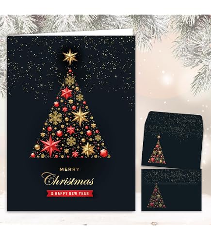 Set Di 16 Biglietti Auguri Natale Con Buste - Cartoncino Kraft, 220x170 Mm, Ecologico
