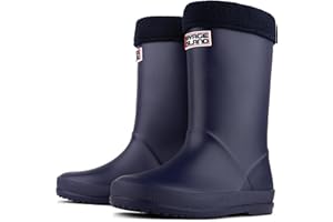 Savage Island Kids Wellies Boys & Girls Waterproof Wellington Rain Boots with Removable Warm Lining Sock - Toddler & Children’s Rain Boots - Unisex Welly Shoes