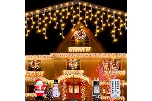 Auriostar Luci Natale Esterno Cascata, 7.5M 306 LED Luci Natalizie per Esterno, Tenda Luminosa Natale Esterno IP44, 8 Modalità Luci Natale per Esterno, Interno, Decorazioni Casa, Balcone, Giardino
