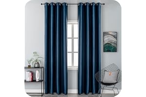 GIRASOLE HOME Coppia Tende Blu Oscuranti Termiche Morbide Tinta Unita Tenda Isolante per Soggiorno Camera e Interni 2 Pannelli con Occhielli 140x238cm