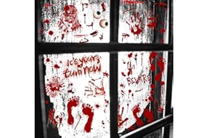 BOOMTOP 9 Fogli Adesivi per Finestre Halloween Sangue Vetrofanie Adesivi Vetro Decorativi Impronta della Mano Insanguinate Rimovibili Adesivi Halloween Decorazione per Finestre Vetro Casa