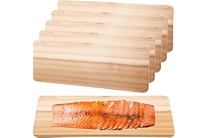 Landical 6 Pcs Large Rounded Corners Cedar XL XXL Wood Grilling Planks Thicker Full Filet of Meat Fish and Veggies Adding Smoke and Flavor Soaking Fast Easy to Use Cedar Grilling Planks
